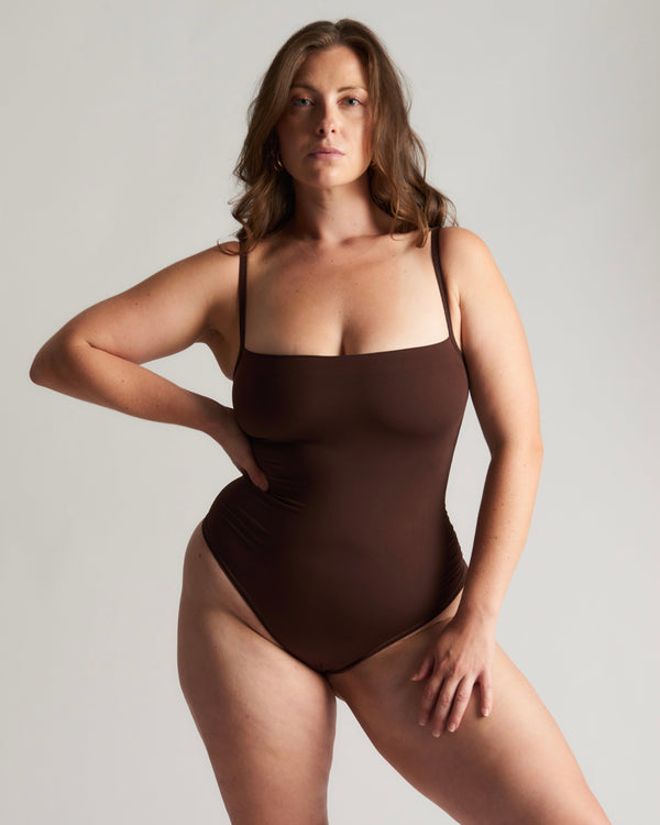 Neck Bodysuit Mocha - Elegancemania