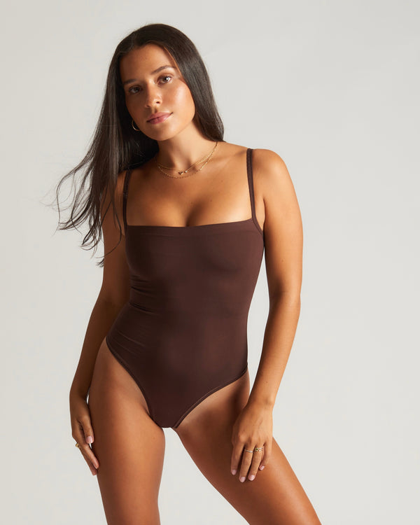 Neck Bodysuit Mocha - Elegancemania